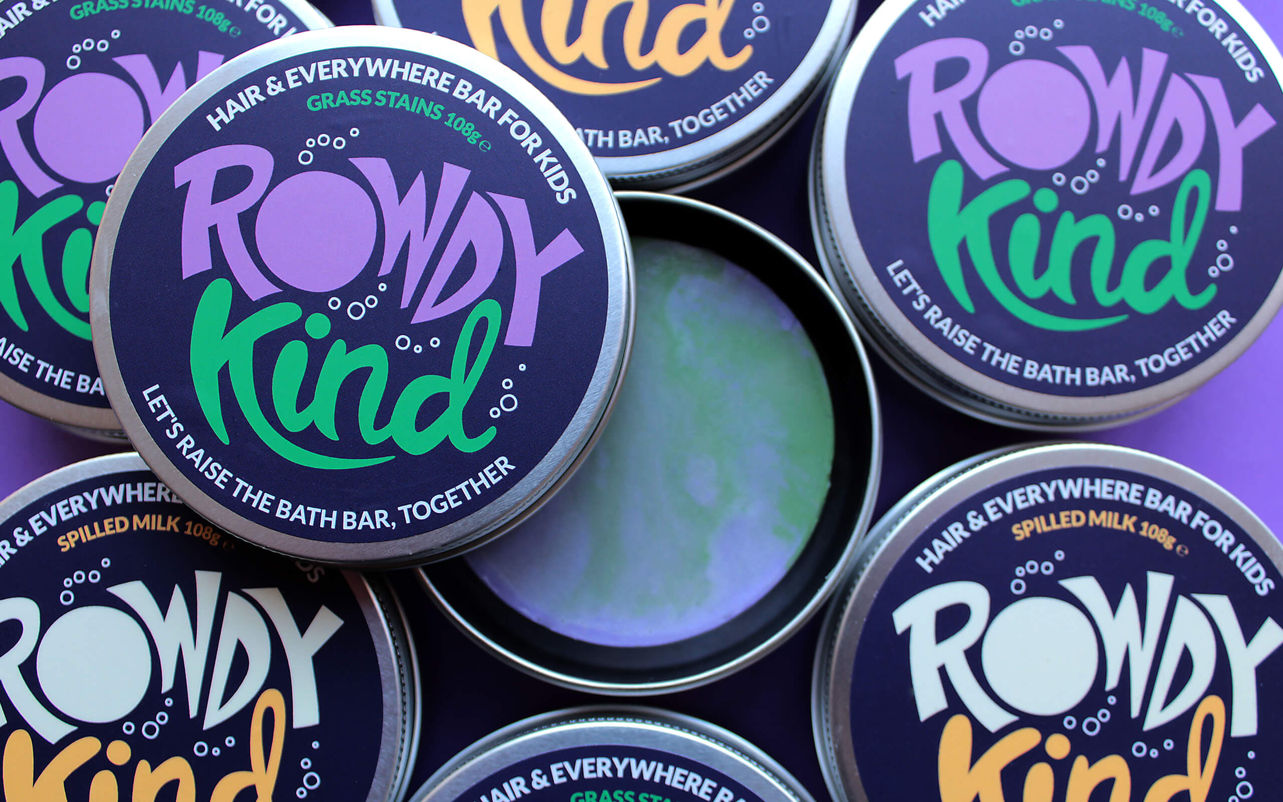 Taller Design Agency Rowdy Kind packaging tin soap bar grass stains